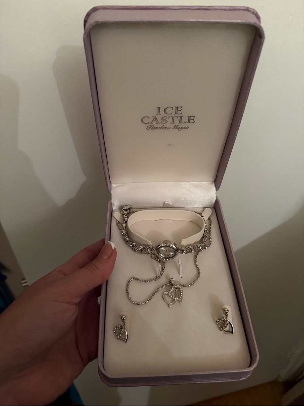 Unused Ice Castle Watch, Necklace and Earrings Jewlery Set